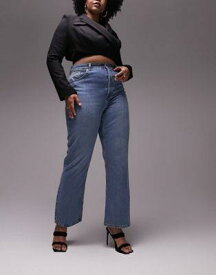 トップショップ Topshop Curve Kort jeans in mid blue レディース