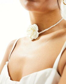 True Decadence pearl choker with rose corsage in white レディース