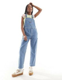 バンズ Vans ground work denim dungarees in mid blue wash レディース