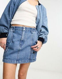 バンズ Vans mini denim skirt in blue stone wash レディース