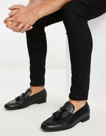 エイソス ASOS DESIGN loafers in black faux leather with tassel detail メンズ