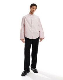 エイソス ASOS DESIGN relaxed oversized shirt with extended large cuffs in light pink メンズ