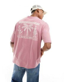 エイソス ASOS DESIGN oversized t-shirt in pink with scenic back print メンズ