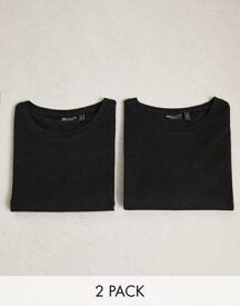 エイソス ASOS DESIGN 2 pack t-shirt with crew neck in black メンズ