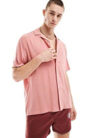 エイソス ASOS DESIGN relaxed fit viscose shirt with revere collar in clay pink メンズ