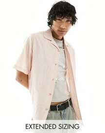 エイソス ASOS DESIGN short sleeve relaxed revere collar linen look shirt in pale pink メンズ