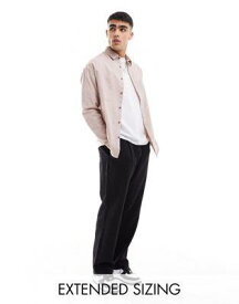 エイソス ASOS DESIGN 90s oversized linen blend shirt with square collar in dusty pink メンズ