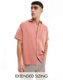 エイソス ASOS DESIGN short sleeve relaxed revere collar shirt in clay pink メンズ