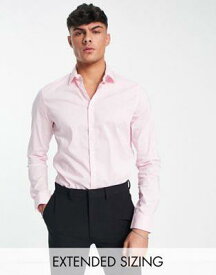 エイソス ASOS DESIGN stretch slim fit work shirt in pink メンズ