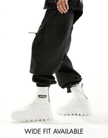 エイソス ASOS DESIGN chunky zip up sock boots in white with motocross detailing メンズ