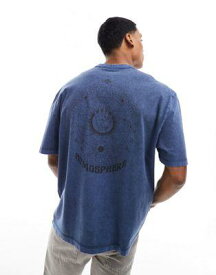 エイソス ASOS DESIGN oversized t-shirt in washed blue with celestial back print メンズ