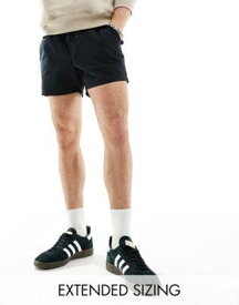 エイソス ASOS DESIGN slim shorter length chino shorts in black with elasticated waist メンズ
