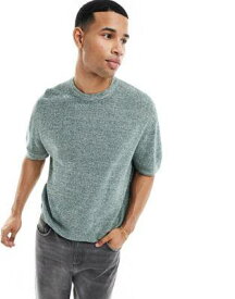 エイソス ASOS DESIGN knitted crew neck t-shirt in green twisted rib メンズ