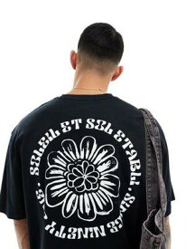 エイソス ASOS DESIGN oversized t-shirt in black with floral back print メンズ