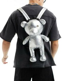 エイソス ASOS DESIGN teddy bear bag in silver メンズ