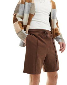 エイソス ASOS DESIGN slim pique shorts in brown メンズ