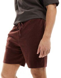エイソス ASOS DESIGN slim towelling shorts in brown メンズ