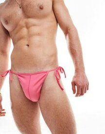 エイソス ASOS DESIGN stretch swim brief with tie sides in pink メンズ