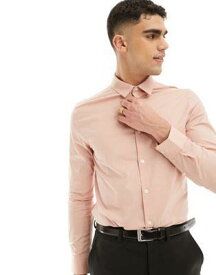 エイソス ASOS DESIGN wedding skinny fit shirt in pink メンズ