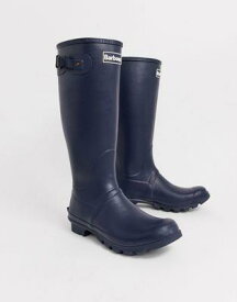 バブアー Barbour Bede wellington boots in navy メンズ