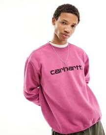 カーハート Carhartt WIP script sweatshirt in pink メンズ