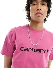 カーハート Carhartt WIP script t-shirt in pink メンズ