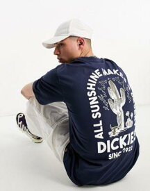 ディッキーズ Dickies badger mountain cactus back print t-shirt in navy メンズ