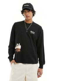 ディッキーズ Dickies kenbridge printed long sleeved t-shirt in black メンズ