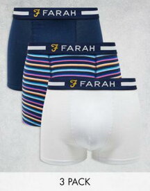 ファーラー Farah 3 pack boxers in navy white and multi stripes メンズ