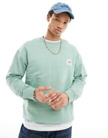 リー Lee workwear label logo sweatshirt relaxed fit in light green メンズ