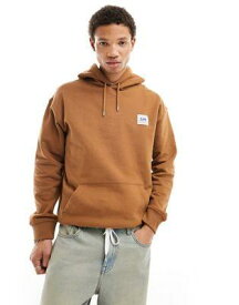 リー Lee workwear label logo hoodie relaxed fit in brown メンズ