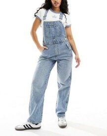 エイソス ASOS DESIGN Hourglass denim dungaree in mid blue レディース