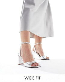 エイソス ASOS DESIGN Wide Fit Noah barely there block heeled sandals in silver レディース