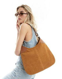 エイソス ASOS DESIGN suede and leather double gusset tote bag in tan レディース