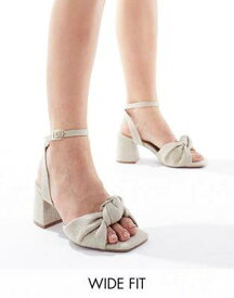 エイソス ASOS DESIGN Wide Fit Hansel knotted mid heeled sandals in natural fabrication レディース