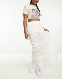 エイソス ASOS DESIGN tiered maxi skirt in textured white レディース