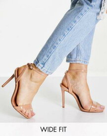 エイソス ASOS DESIGN Wide Fit Neva barely there heeled sandals in beige レディース