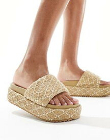 エイソス ASOS DESIGN Festival flatform sandals in natural weave レディース