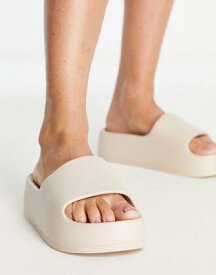 エイソス ASOS DESIGN February flatform one piece sliders in stone レディース