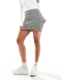 エイソス ASOS DESIGN mini pelmet skirt with front split in mono check レディース
