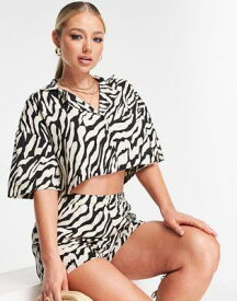 エイソス ASOS DESIGN crop co-ord beach shirt in zebra print レディース