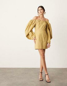 エイソス ASOS EDITION structured bardot mini dress in honey レディース