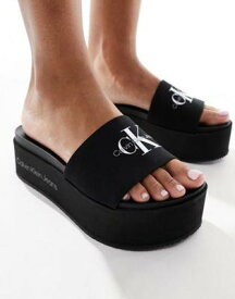 カルバンクライン Calvin Klein Jeans flatform sandals in black レディース