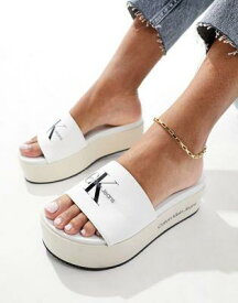 カルバンクライン Calvin Klein Jeans flatform sandals in white レディース