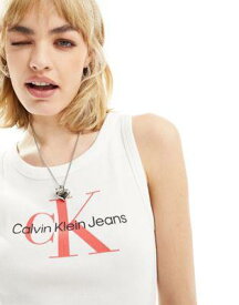 カルバンクライン Calvin Klein Jeans archival monologo rib tank in white レディース