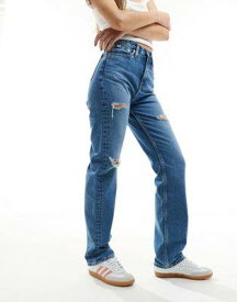 カルバンクライン Calvin Klein Jeans high rise straight jeans in mid wash レディース