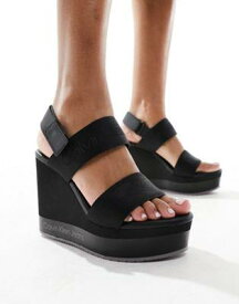 カルバンクライン Calvin Klein Jeans wedge sandals in black レディース