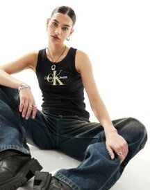 カルバンクライン Calvin Klein Jeans archival monologo rib tank in black レディース