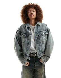 カルバンクライン Calvin Klein Jeans boxy denim jacket in mid wash レディース