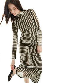 Ghospell contrast stretch midi dress in monochrome レディース